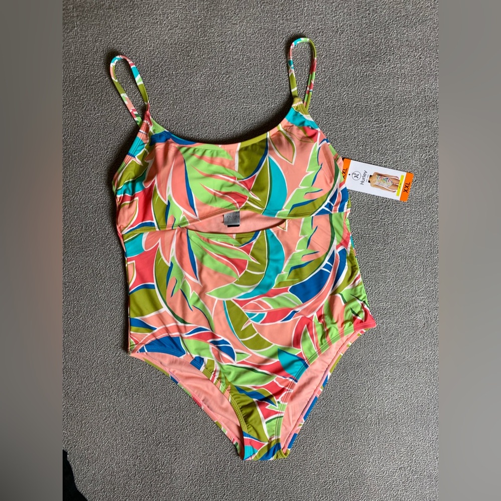 Hurley Women’s Colorful Cut Out One-Piece Swimsuit Spring Summer Beach Vacation